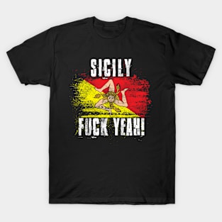 Sicily Fuck Yeah! Wartorn Distressed Flag T-Shirt